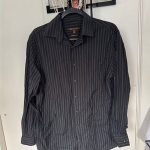 Van Heusen Gray Dress Shirt with Pinstripe Pattern